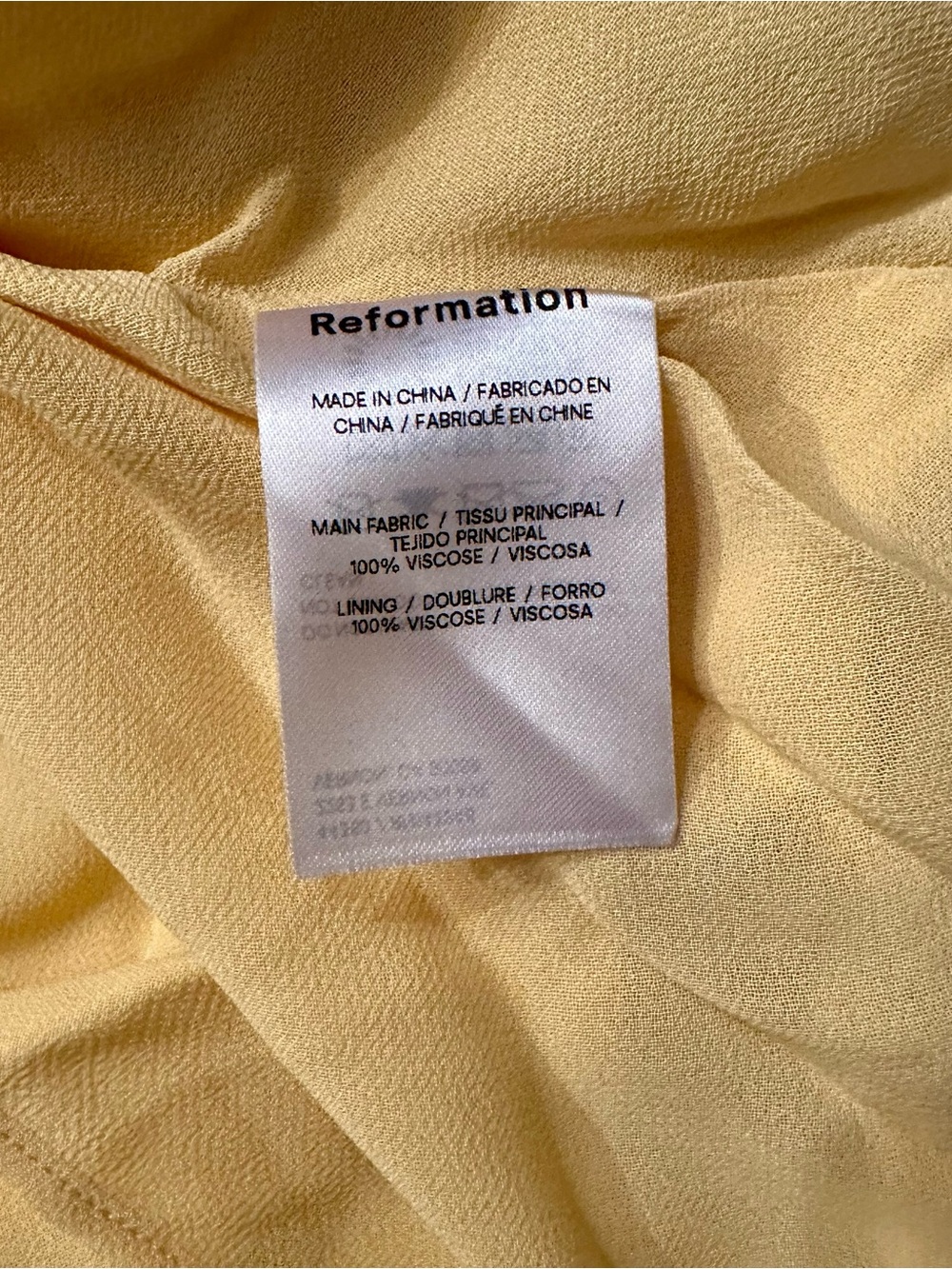 Reformation Reya Dress in Sunshine Size 0 - Picture 5 of 5